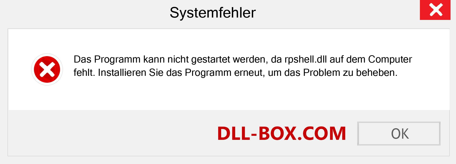 rpshell.dll-Datei fehlt?. Download für Windows 7, 8, 10 - Fix rpshell dll Missing Error unter Windows, Fotos, Bildern