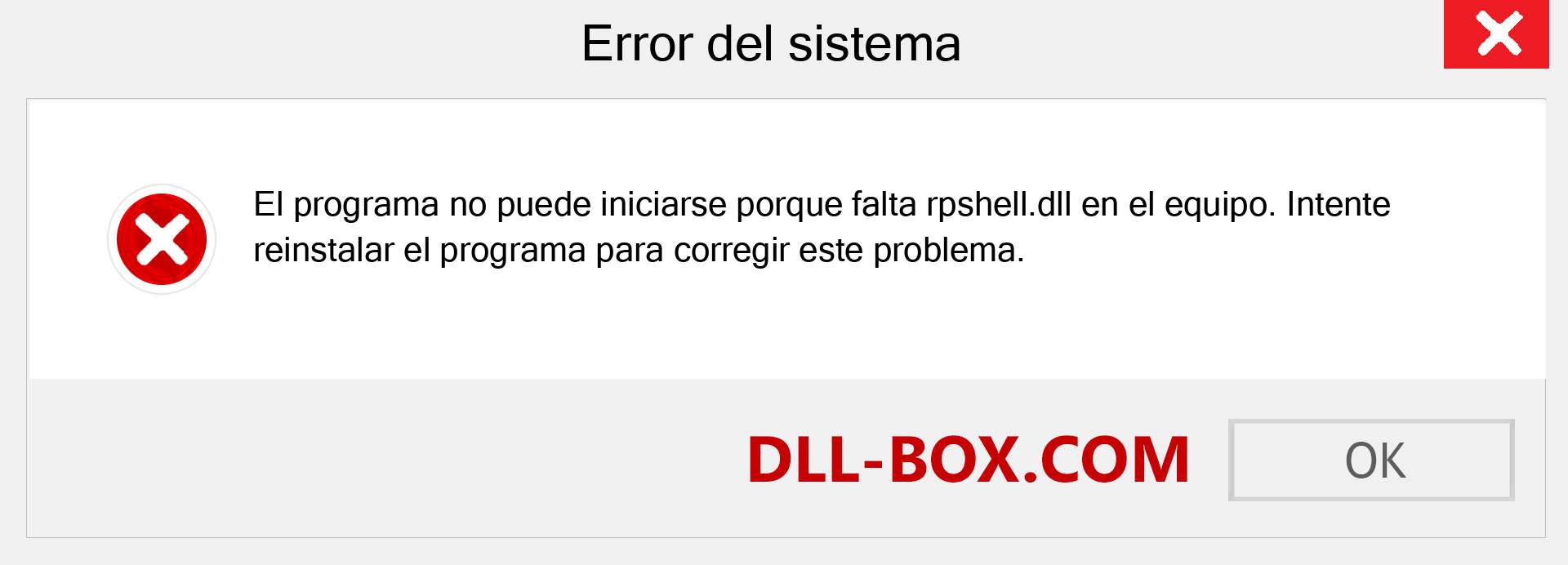 ¿Falta el archivo rpshell.dll ?. Descargar para Windows 7, 8, 10 - Corregir rpshell dll Missing Error en Windows, fotos, imágenes